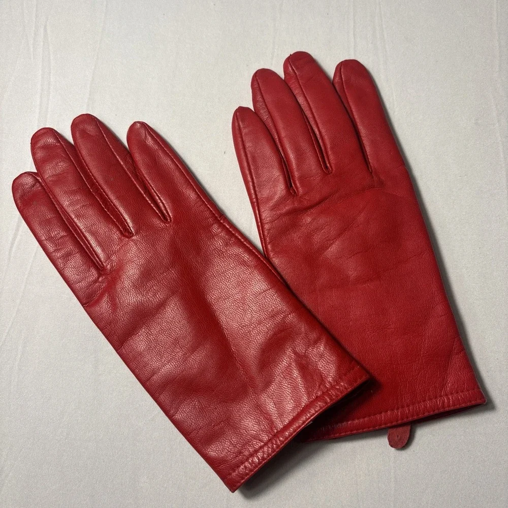 Red Leather Gloves Womens Thinsulate Insulation 40 Gram Lined Merona LG/XLTG